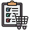 Icon of clipboard and calculator representing purchase